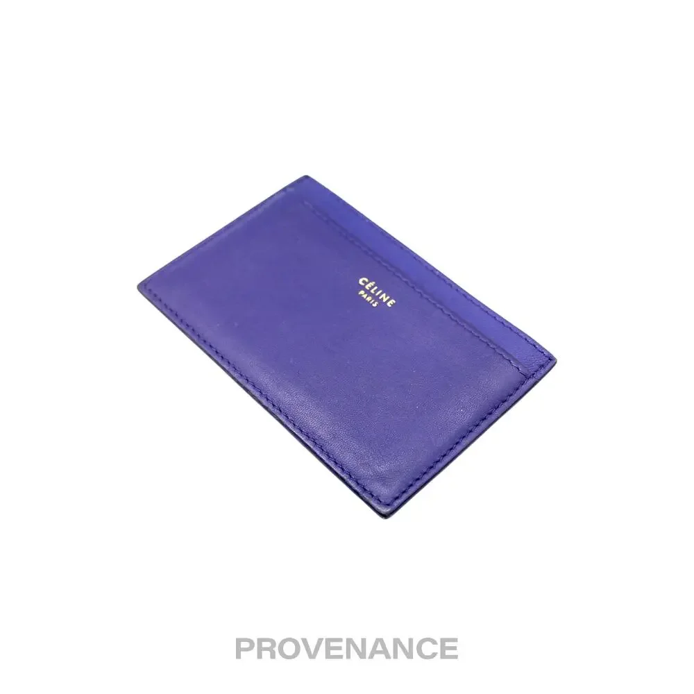 🔴 Celine Logo Card Holder Wallet - Two-Tone Blue Tan